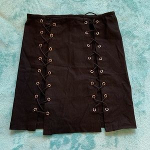 Sexy Black Lace Up Skirt